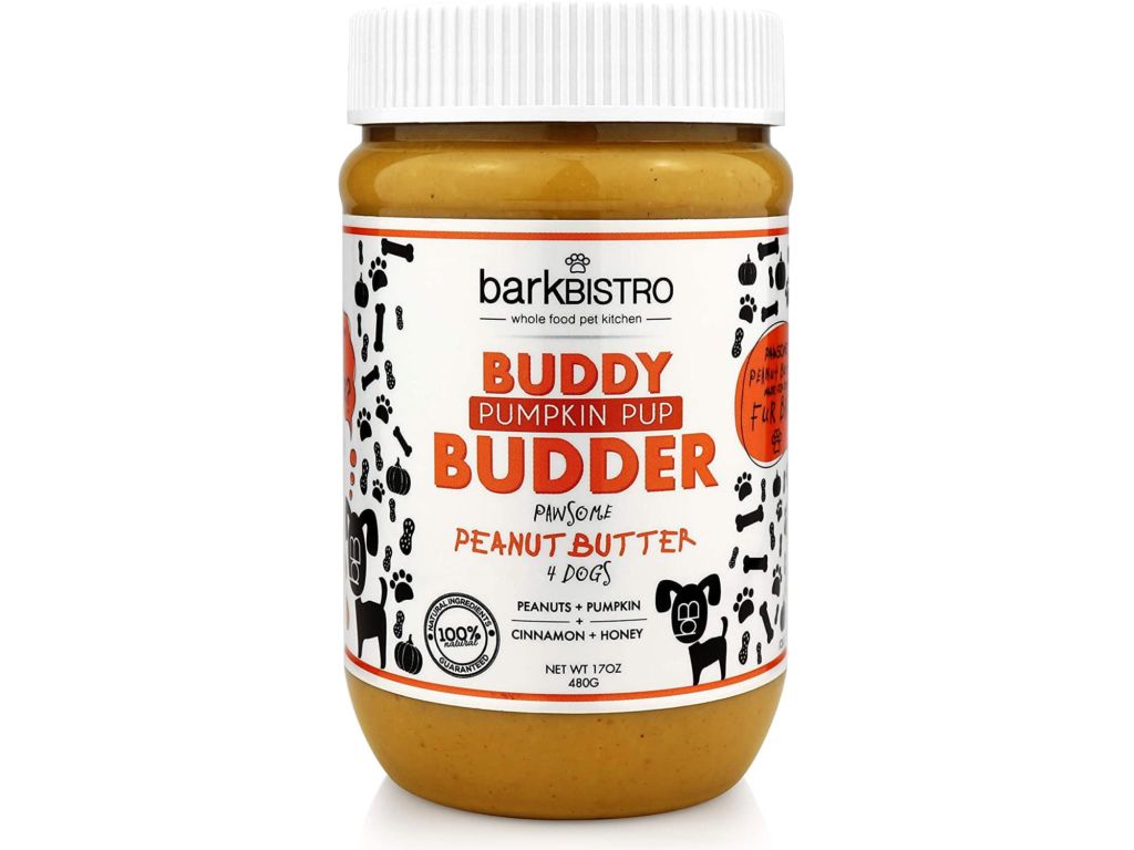 Bark Bistro Company, Pumpkin Pup Buddy Budder, 100% Natural Dog Peanut Butter, Healthy Peanut Butter Dog Treats, Stuff in Toy, Pill Pocket for Dogs, Made in USA, (17oz Jars)