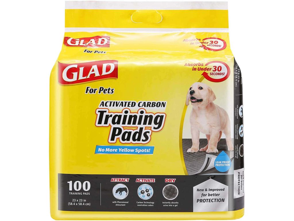 Glad Pets Activated Carbon Puppy Training Pads | Charcoal Puppy Pads for Dogs | Super Absorbent and Leak Proof Puppy Pee Pads | Black: