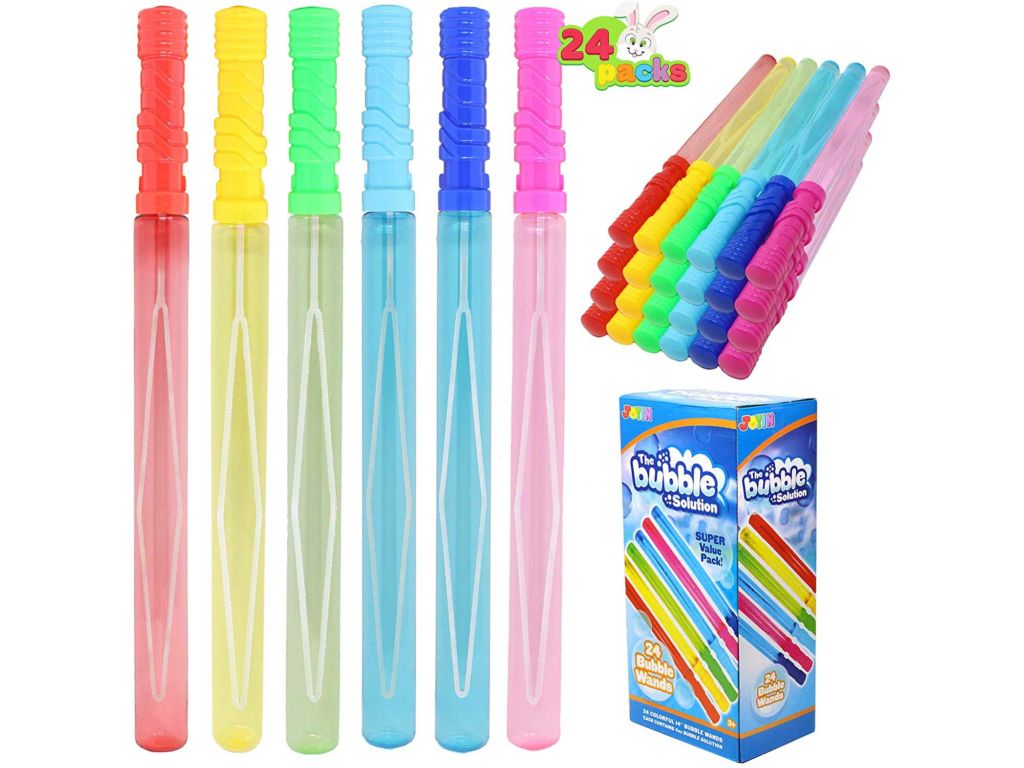 JOYIN 24 Pack 14’’ Big Bubble Wands Bulk (2 Dozen) for Summer Toy, Outdoor / Indoor Activity Use, Easter, Bubbles Party Favors Supplies for Kids