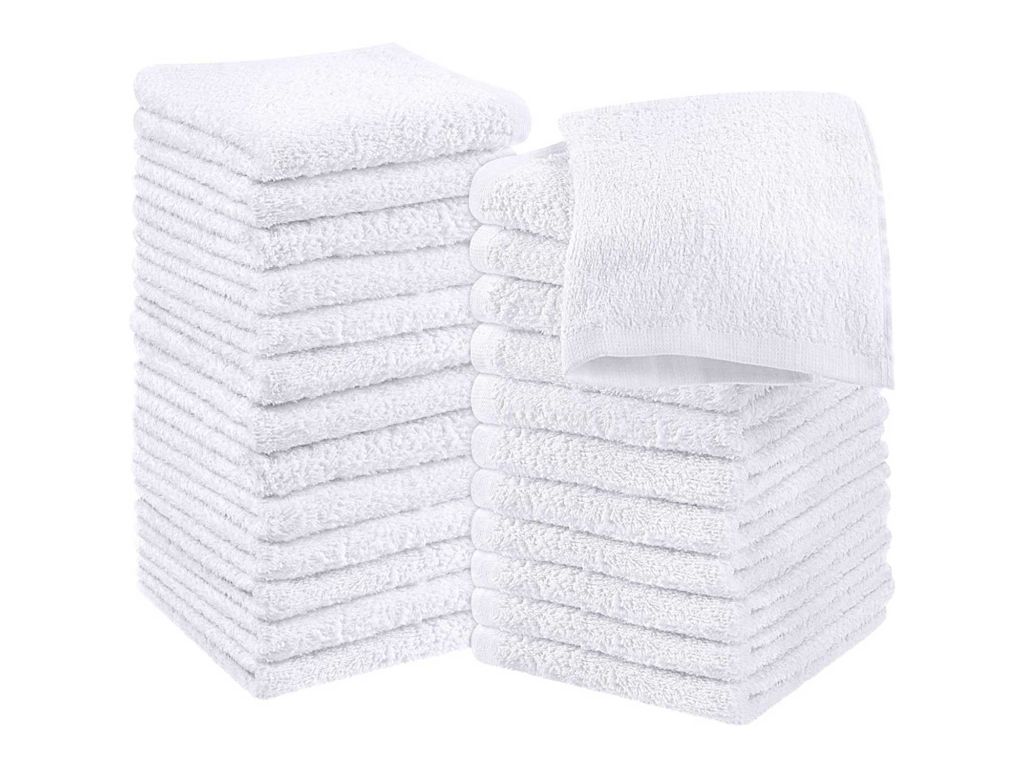 Utopia Towels Cotton White Washcloths Set - Pack of 24 - 100% Ring Spun Cotton, Premium Quality Flannel Face Cloths, Highly Absorbent and Soft Feel Fingertip Towels