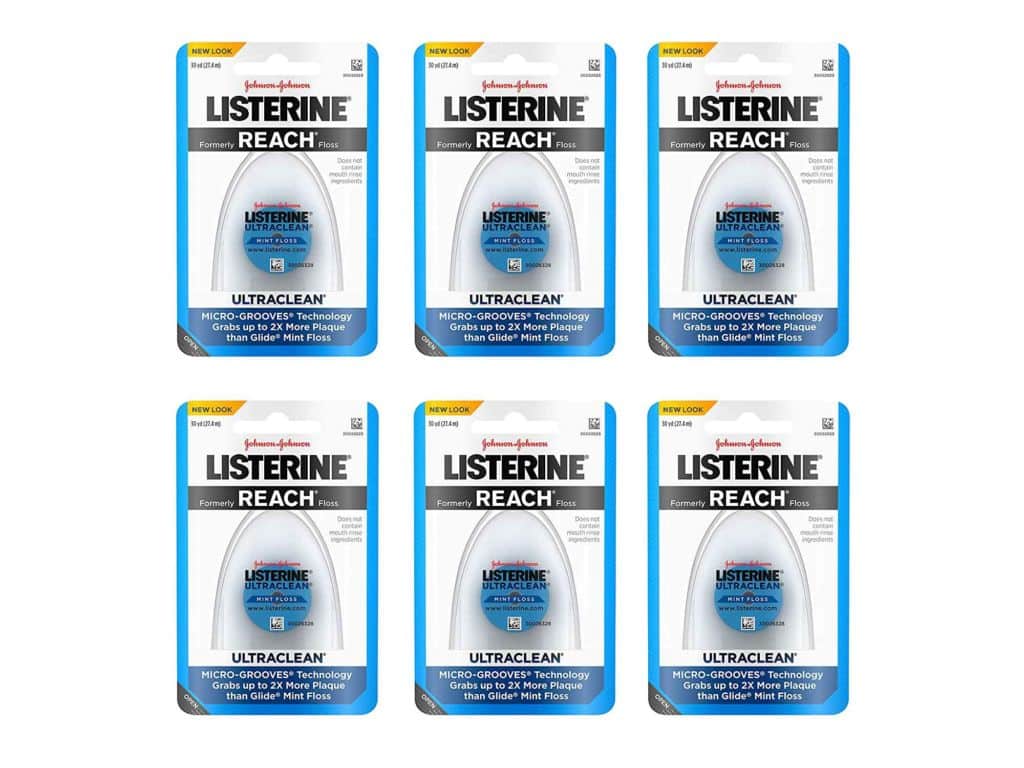 Listerine Ultraclean Dental Floss, Oral Care, Mint-Flavored, 30 Yards (pack of 6)
