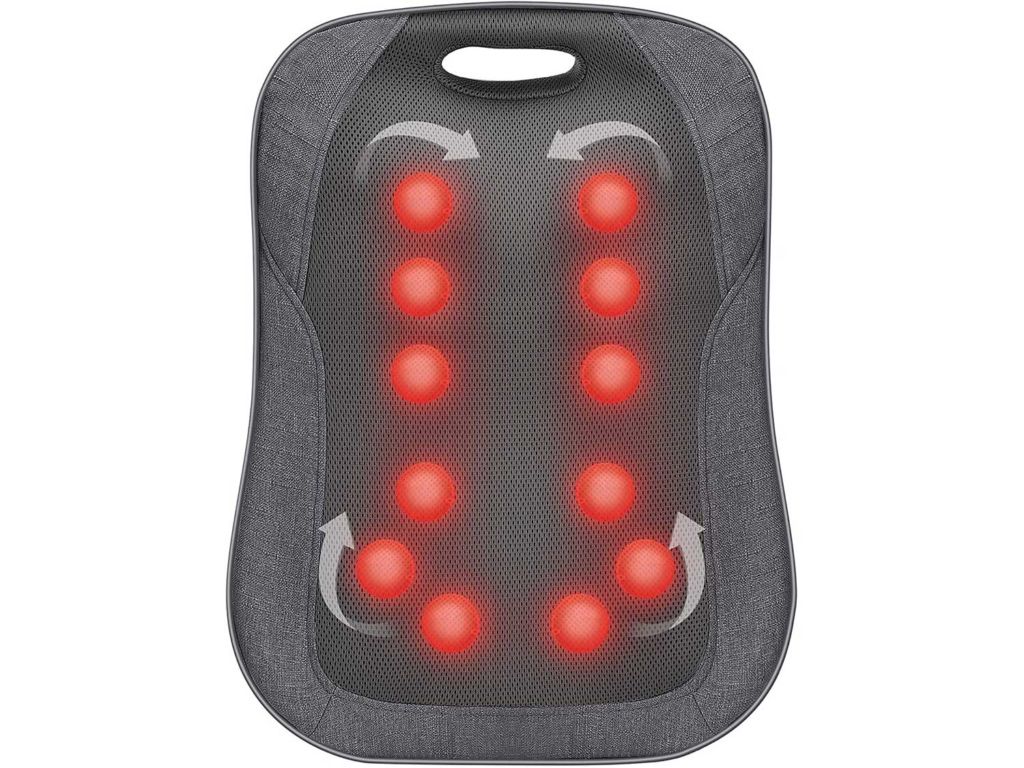COOCOCO Shiatsu Back Massager with Heat- Portable Massage Cushion,Ideal Gifts for Women/Men, Adjustable Kneading Massage Chair Pad,Chair Massager for Office,Home Use