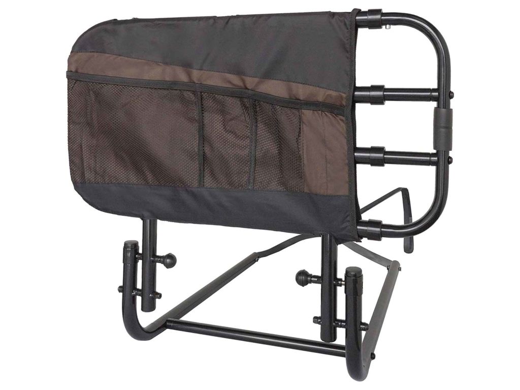 Stander EZ Adjust Bed Rail, Adjustable Senior Bed Rail and Bed Assist Grab Bar for Elderly Adults with Organizer Pouch