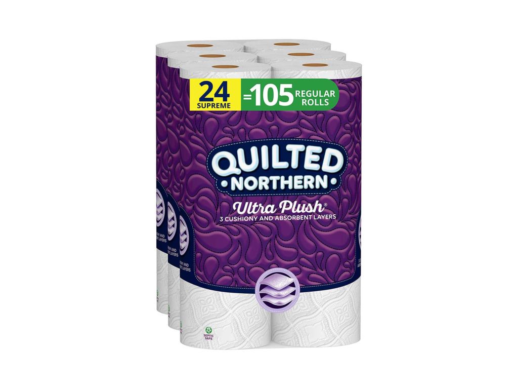 Quilted Northern Ultra Plush Toilet Paper, 24 Supreme Rolls, 24 = 105 Regular Rolls, 3 Ply Bath Tissue,8 Count (Pack of 3)