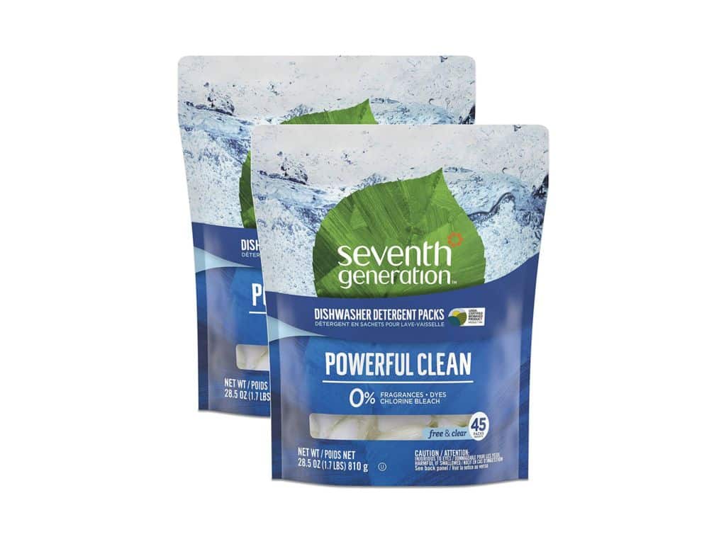 Seventh Generation Fragrance Free Dishwasher Detergent Pack, 45 Count, 2 Pack