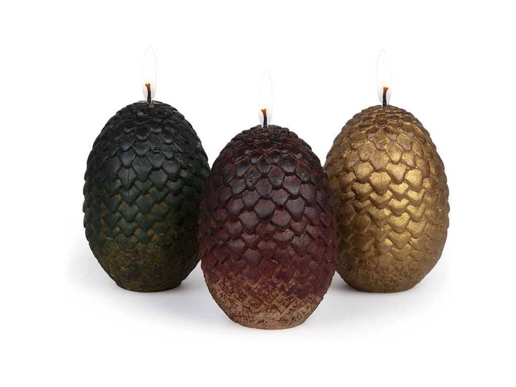 Game of Thrones Sculpted Dragon Egg Candles, Set of 3 - Perfect for GoT Fans - 2 1/2" each