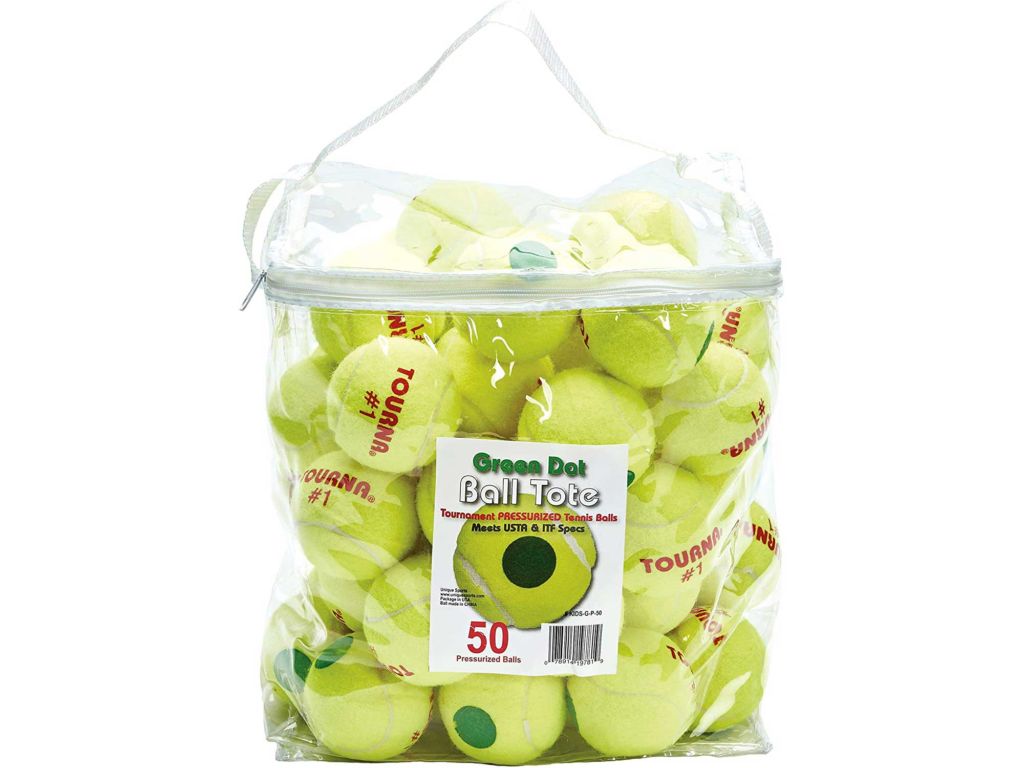 Tourna Pressurized Green Dot Tennis Balls 50 Ball Tote Bag Green Dot Tennis Balls Pressurized