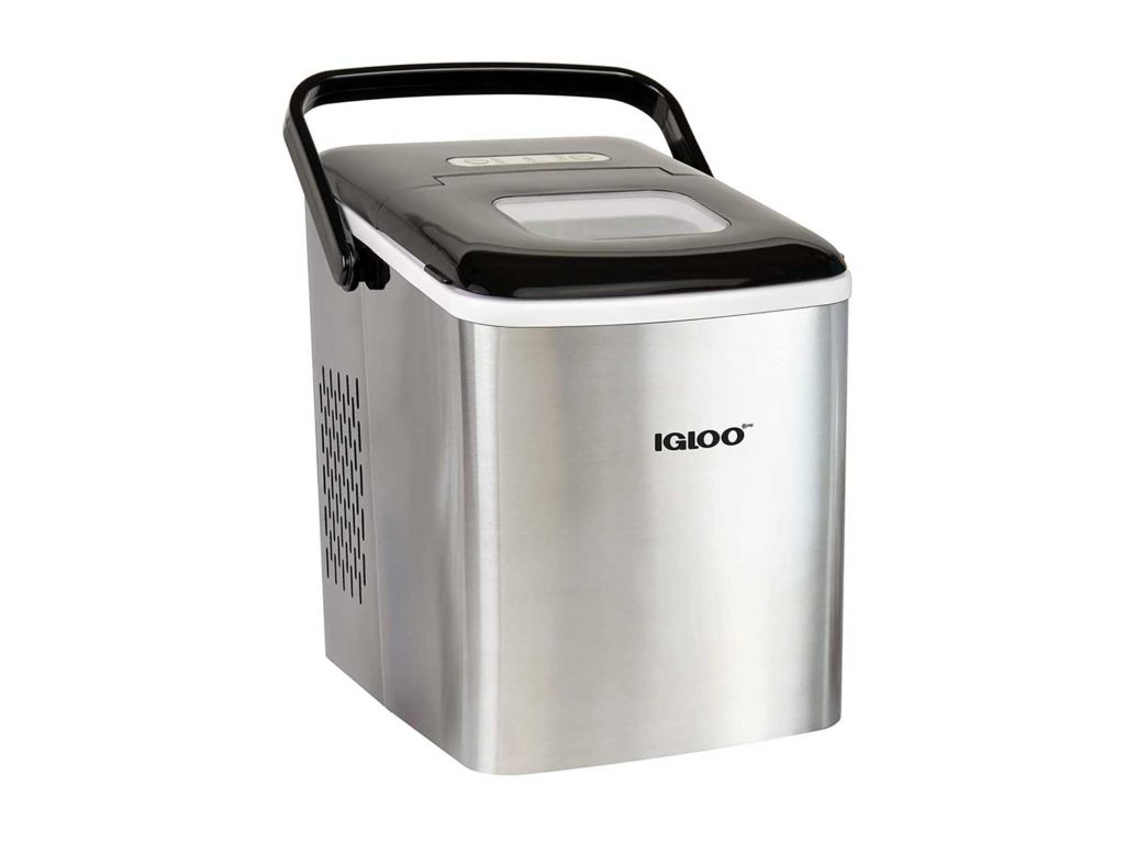 Igloo ICEB26HNSS Automatic Self-Cleaning Portable Electric Countertop Ice Maker Machine With Handle, 26 Pounds in 24 Hours, 9 Ice Cubes Ready in 7 minutes, With Ice Scoop and Basket, Stainless