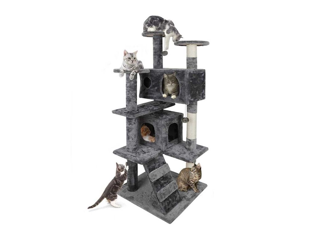 Nova Microdermabrasion 53 Inches Multi-Level Cat Tree Stand House Furniture Kittens Activity Tower with Scratching Posts Kitty Pet Play House
