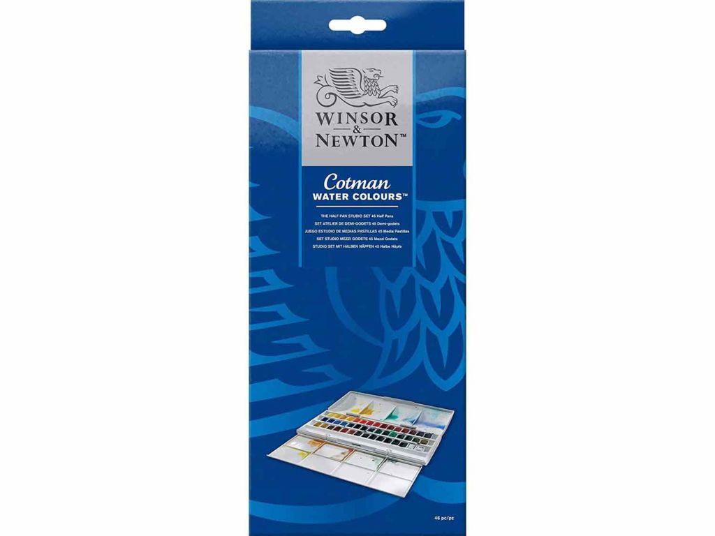 Winsor & Newton Cotman Watercolor Studio Set, 45 Half Pans