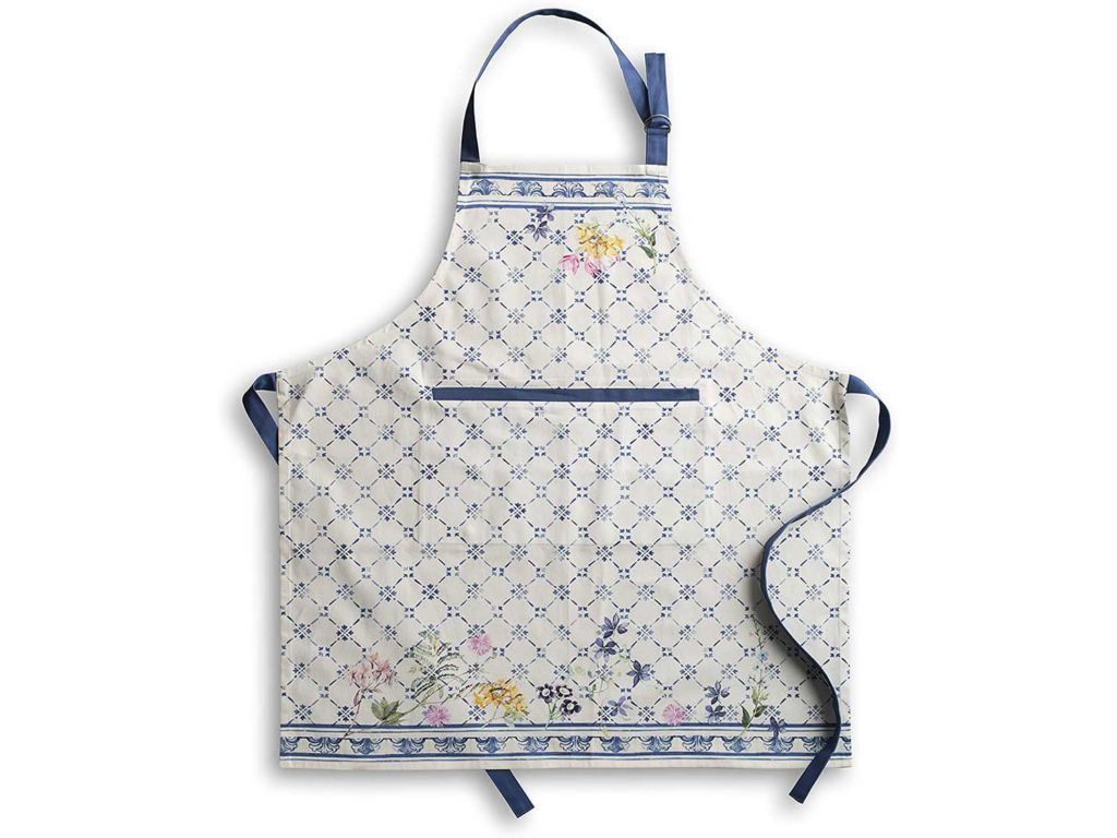 Maison d' Hermine Faïence 100% Cotton 1 Piece Kitchen Apron with an Adjustable Neck & Hidden Centre Pocket with Long Ties