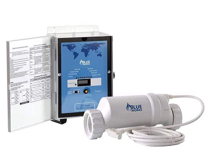 BLUE WORKS Pool Chlorine Generator Chlorinator BLH40 Compatible with Hayward Goldline Aquarite Systems | for 40K Gallon Pool | with Flow Switch and Salt Cell (White) by BLUE WORKS