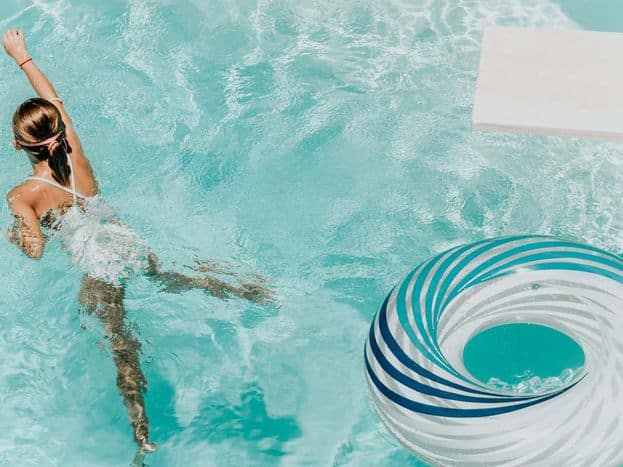 Girl in swimming pool.