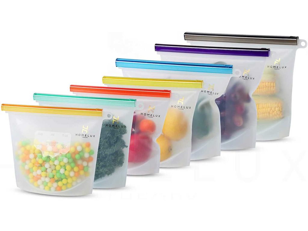 Homelux Theory Reusable Silicone Food Storage Bags Silicone Bags Reusable Bags Silicone Silicone Storage Bags Silicone Food Bags Reusable Silicone Food Bag (3 Large + 4 Medium)