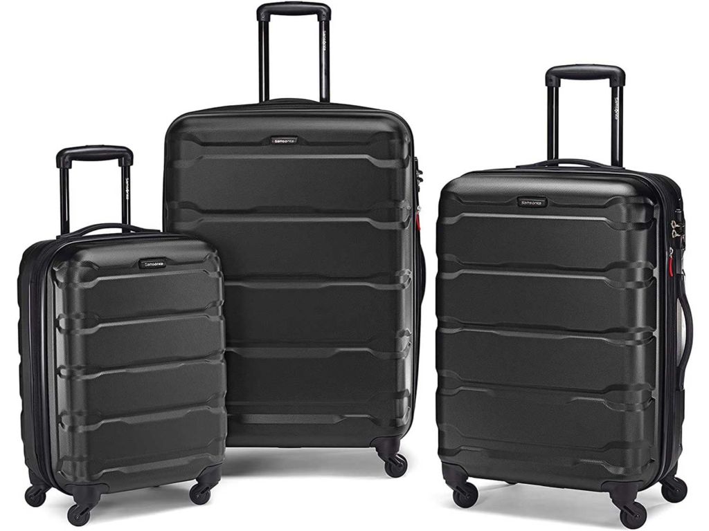 Samsonite Omni PC Hardside Expandable Luggage with Spinner Wheels, Black, 3-Piece Set (20/24/28)