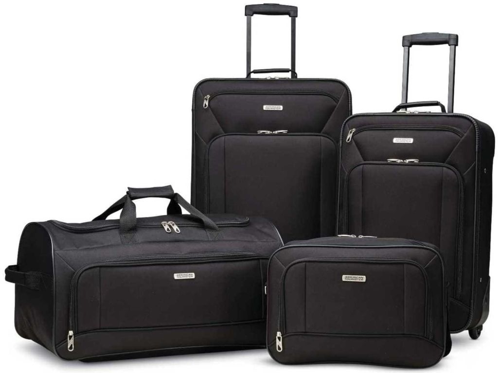 American Tourister Fieldbrook XLT Softside Upright Luggage, Black, 4-Piece Set (BB/DF/21/25)