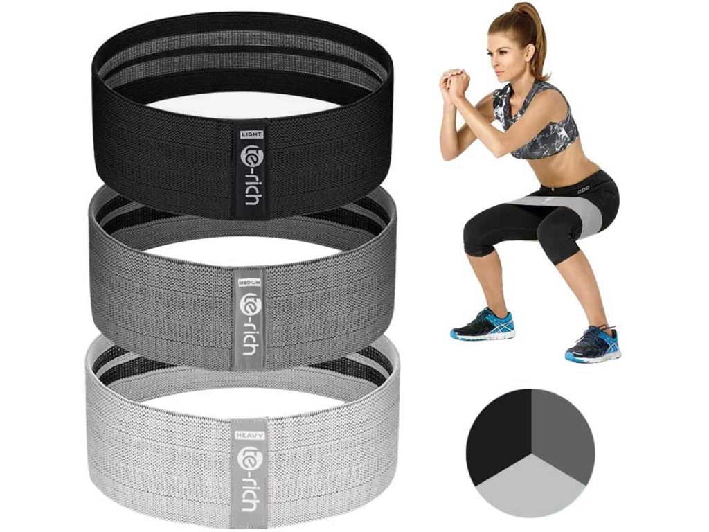 Te-Rich Resistance Bands for Legs and Butt, Fabric Workout Bands, Women/Men Stretch Exercise Loops, Thick Wide Non-Slip Gym Bootie Band 3 Set for Squat Glute Hip Training