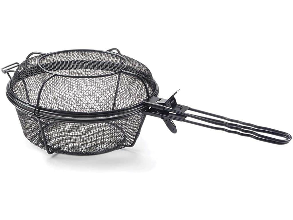 Outset 76182 Chef's Jumbo Outdoor Grill Basket and Skillet with Removable Handles