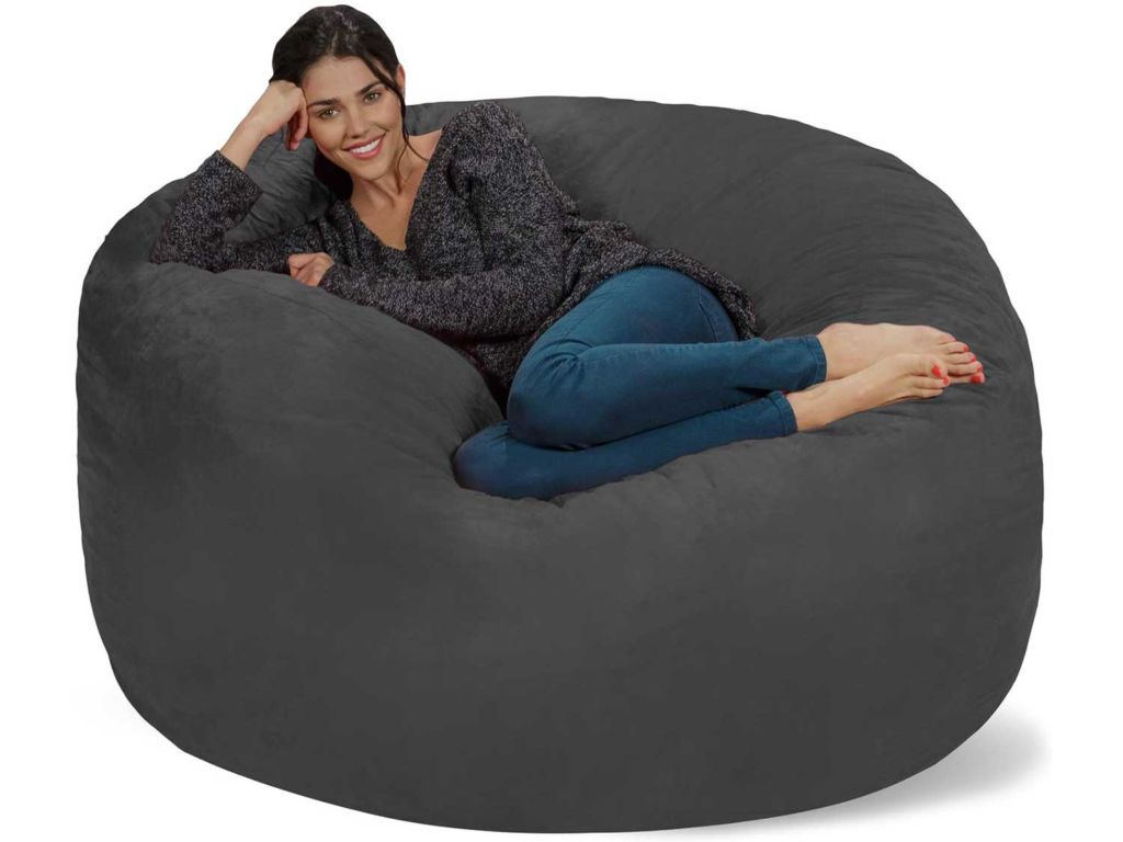 Chill Sack Bean Bag Chair: Giant 5' Memory Foam Furniture Bean Bag - Big Sofa with Soft Micro Fiber Cover - Charcoal