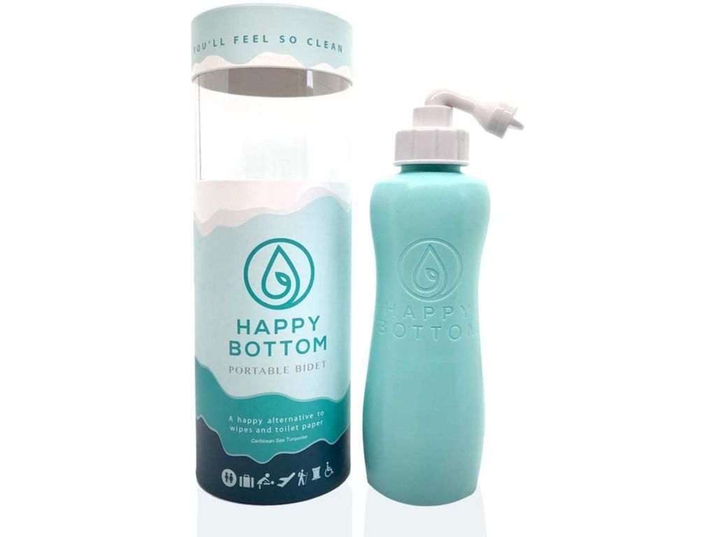 Happy Bottom Portable Bidet | Leak Free Handheld Travel Bidet and Peri Bottle with Angled Nozzle Sprayer | 400 ml Capacity | With Travel Bag