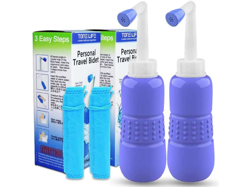 2PCS-Pack Portable Bidet for Toilet - 450ml Travel Bidet - 15oz Handheld Personal Bidet Empty Bottle - Childbirth Cleaner - For Outdoor, Camping, Traveling, Driver, Personal Hygiene - with Storage Bag