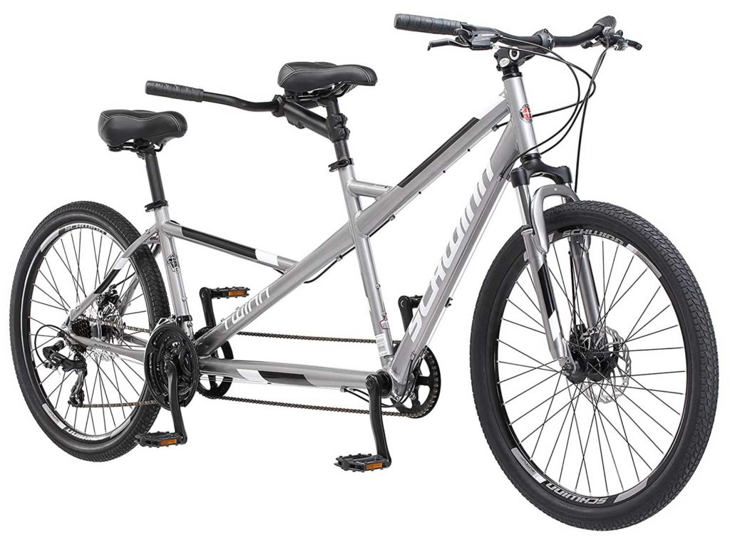 Schwinn Twinn Classic Tandem Adult Beach Cruiser Bike, Double Seater, Steel Low Step Frame, 7-Speed, Medium or Large Frame Options