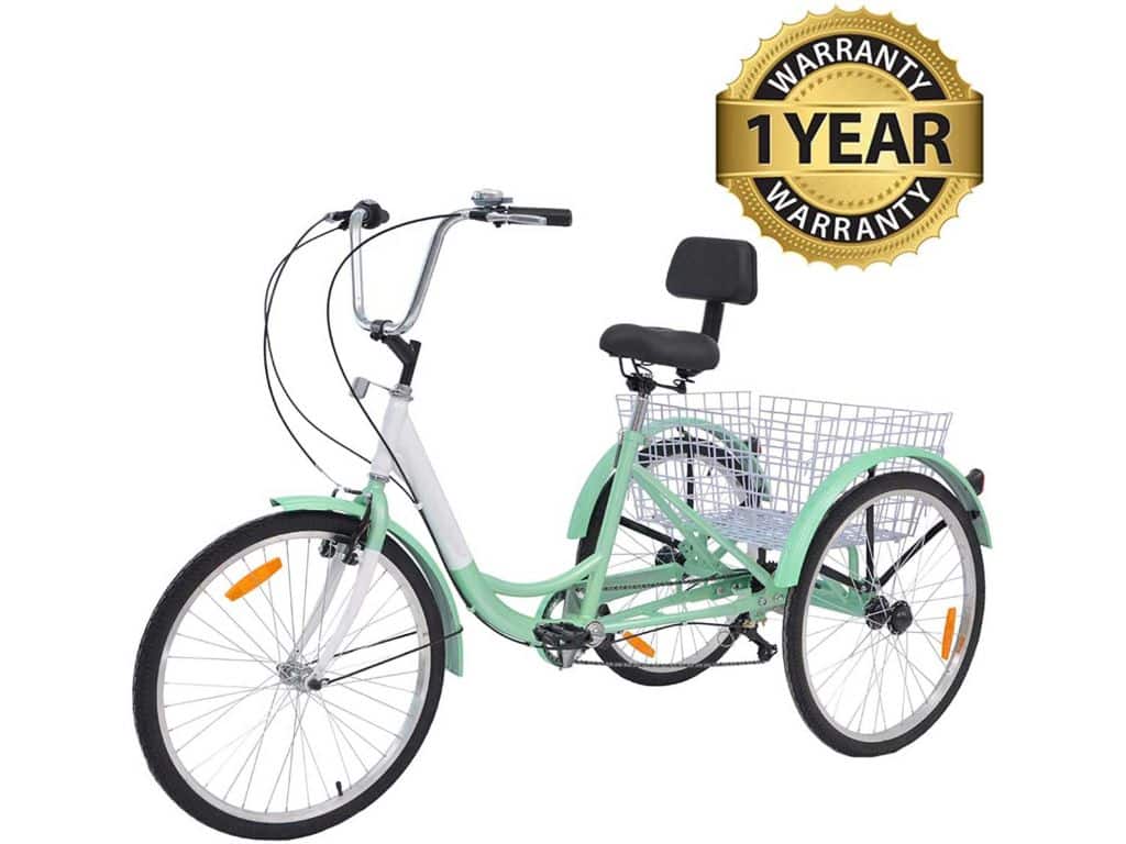 Slsy Adult Tricycles 7 Speed, Adult Trikes 20/24 / 26 inch 3 Wheel Bikes, Three-Wheeled Bicycles Cruise Trike with Shopping Basket for Seniors, Women, Men