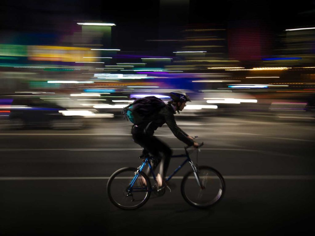 Cyclist at night