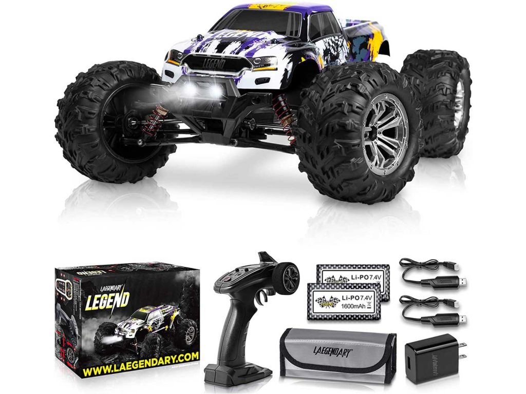 1:10 Scale Large RC Cars 48+ kmh Speed - Boys Remote Control Car 4x4 Off Road Monster Truck Electric - All Terrain Waterproof Toys Trucks for Kids and Adults - 2 Batteries + Connector for 40+ Min Play