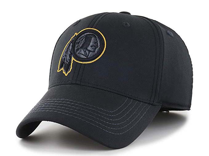 Sideview of black Redskins Stretch Fit Hat