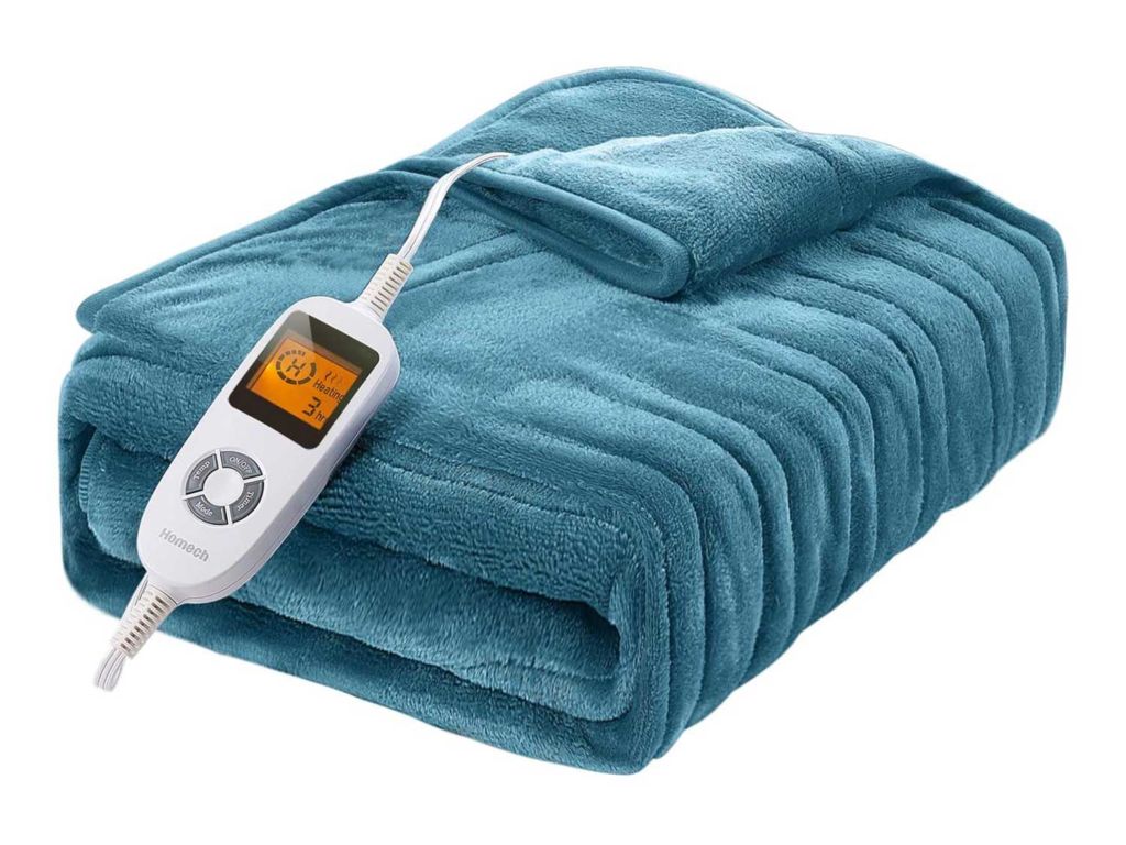 Homech Electric Heated Blankets, Electric Throws with Double-Layer Flannel, 10 Heating Levels, 3 Hours Auto-Off, Fast Heat & ETL Certification, Home Office Use & Machine Washable, 50" x 60"