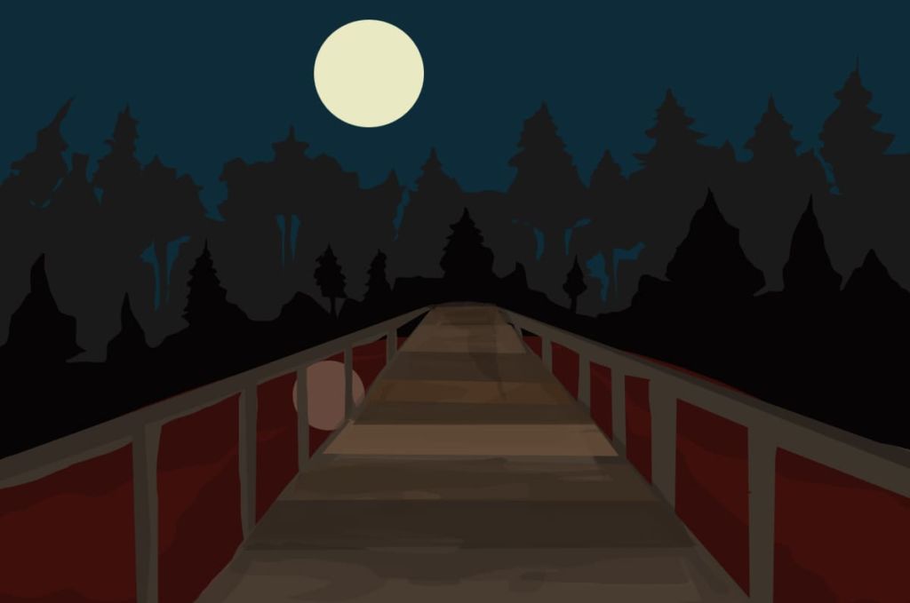 bloody bucket bridge, full moon