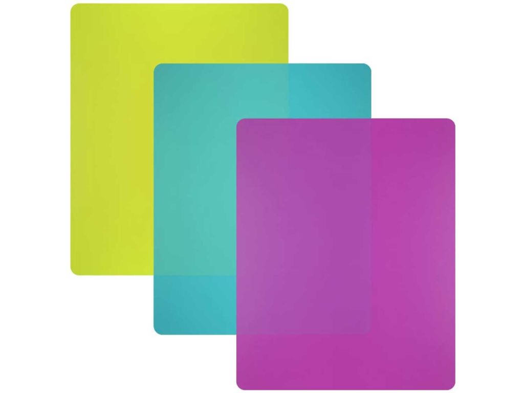 Flexible Plastic Cutting Board Mats set, Colorful Kitchen Cutting Board Set of 3 Colored Mats