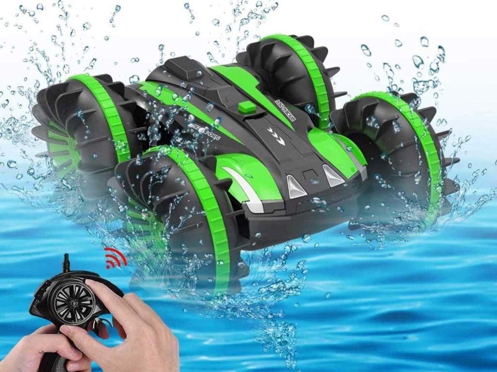 Seckton Toys for 5-10 Year Old Boys Amphibious RC Car for Kids 2.4 GHz Remote Control Boat Waterproof RC Monster Truck Stunt Car 4WD Remote Control Vehicle Girls Gifts All Terrain Water Beach Pool Toy