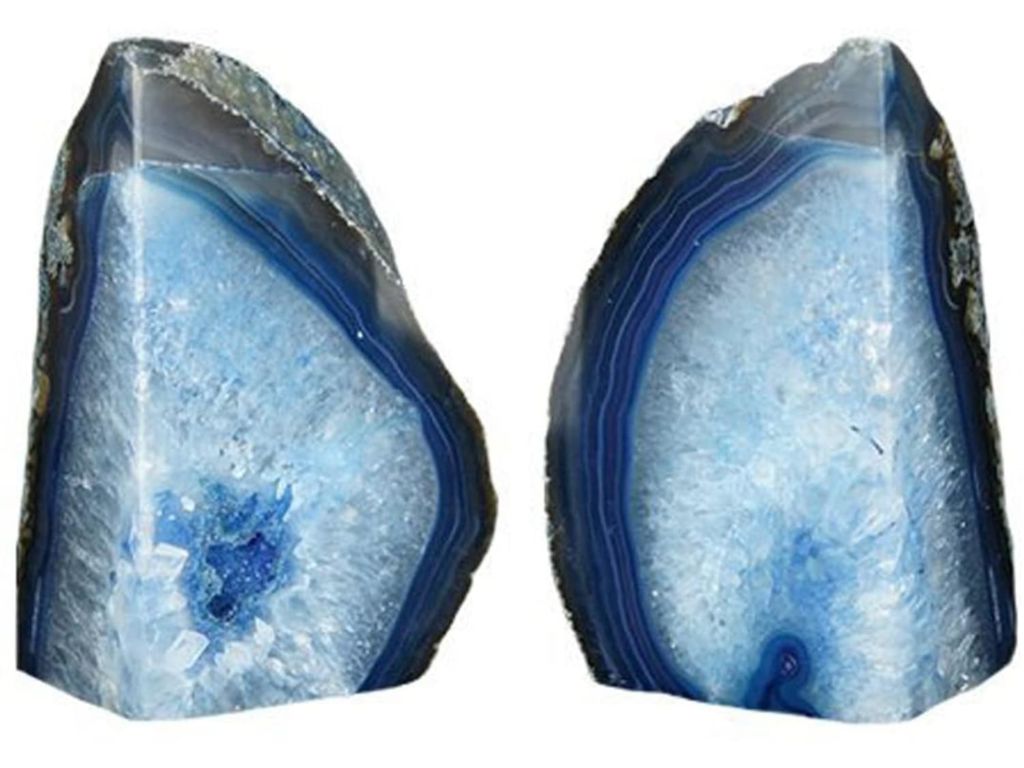 Polished Dyed Blue Agate Bookends