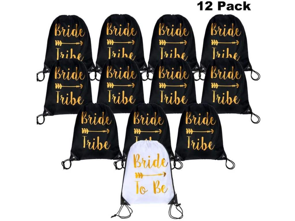 12 Pieces Bride Drawstring Bags Wedding Drawstring Gift Bag for Bridal