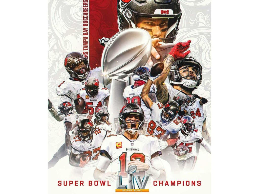 Tampa Bay Buccaneers Poster 11x17 inches Super Bowl LV Champions with Holographic Sticker of Authenticity SUPERBOWL