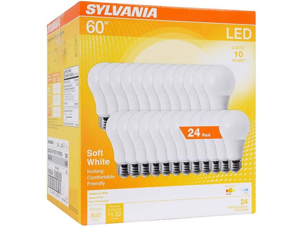 LEDVANCE SYLVANIA 74765 A19 LED Light Bulb, 60W Equivalent, Efficient 8.5W, Not Dimmable, Color Temperature, 24 Pack, Soft White (2700K), 24 Count