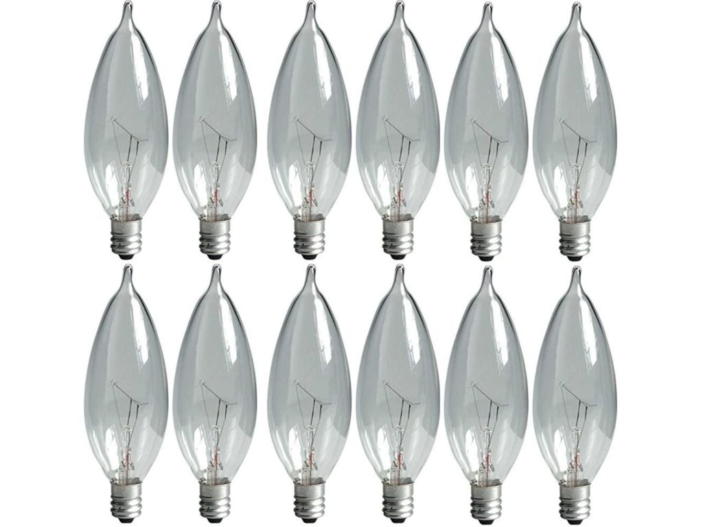 GE Lighting Crystal Clear 24782 40-Watt, 370/280-Lumen Bent Tip Light Bulb with Candelabra Base, 12-Pack