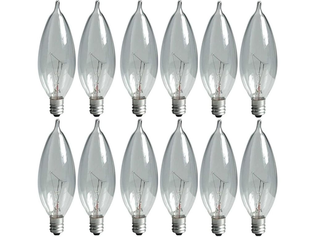 GE Lighting Crystal Clear 24782 40-Watt, 370/280-Lumen Bent Tip Light Bulb with Candelabra Base, 12-Pack