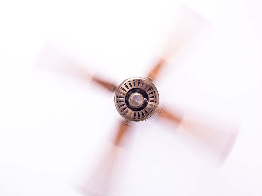 A ceiling fan in action