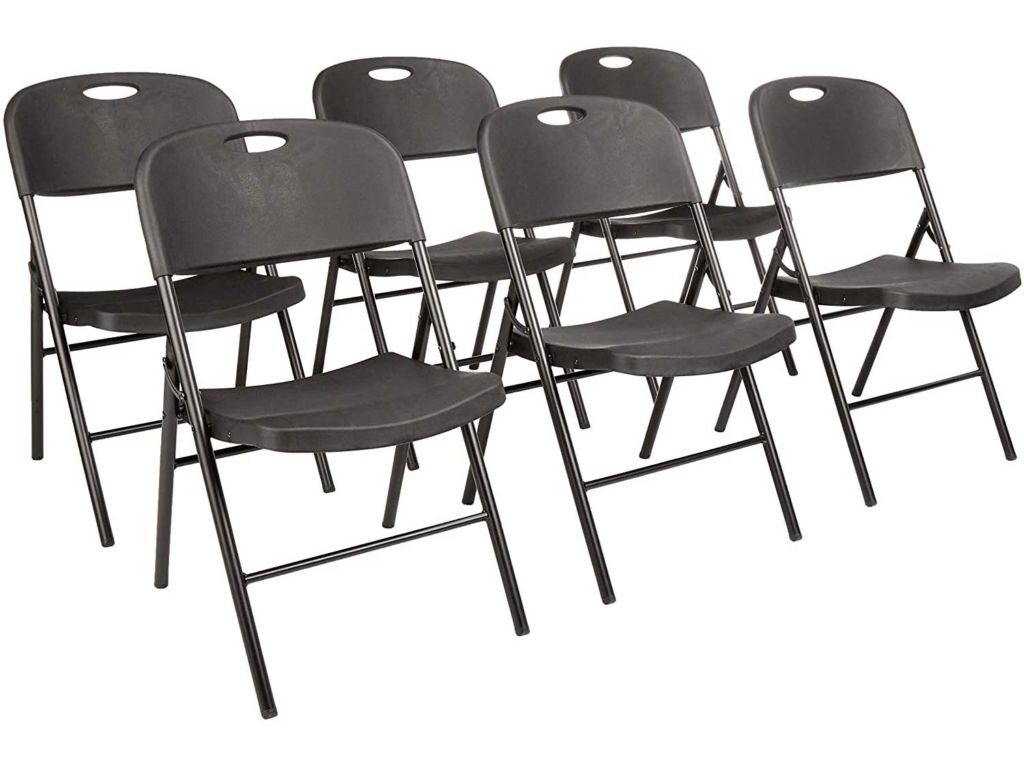AmazonBasics Folding Plastic Chair, 350-Pound Capacity, Black, 6-Pack