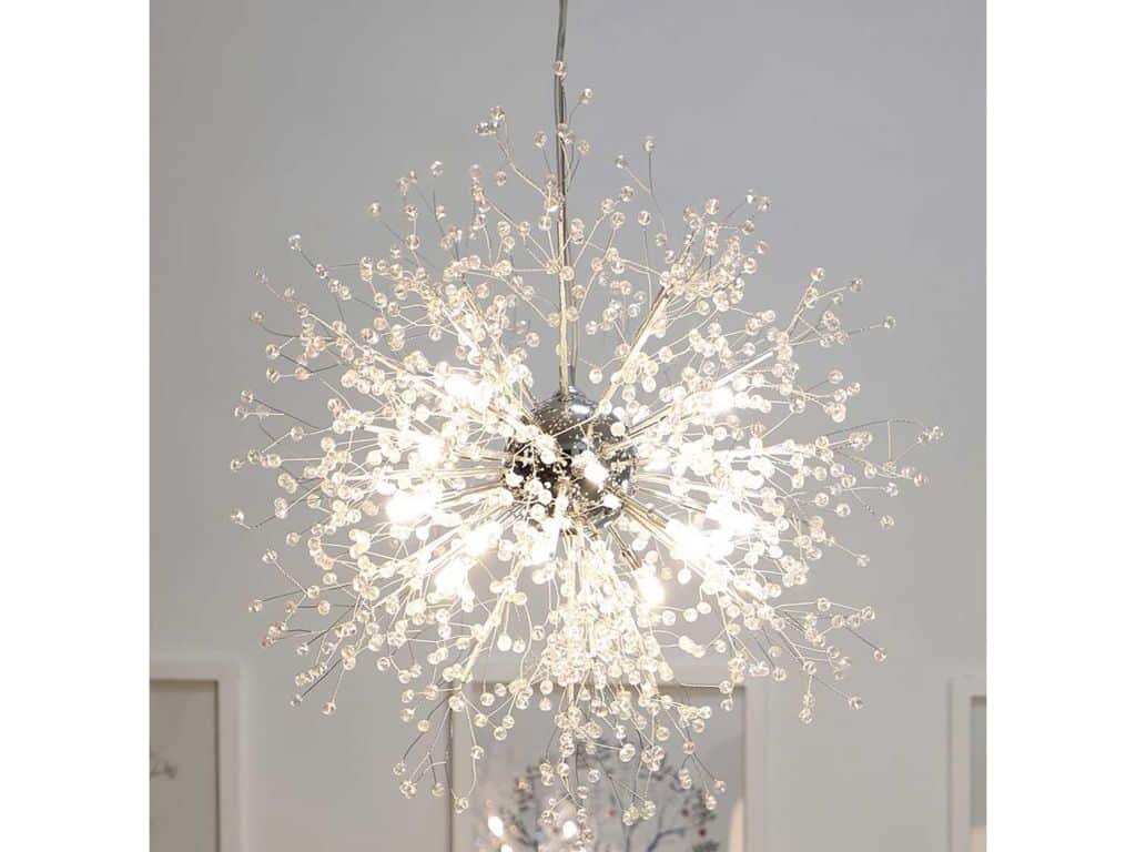 GDNS Chandeliers Firework LED Light Stainless Steel Crystal Pendant Lighting Ceiling Light Fixtures Chandeliers Lighting,Dia 23.5 inch