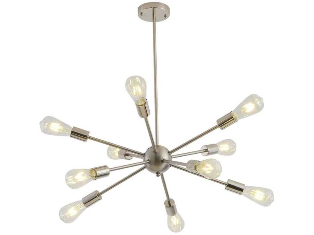 Sputnik Chandeliers 10 Lights Modern Pendant Lighting Industrial Vintage Ceiling Light Fixture, Nickel