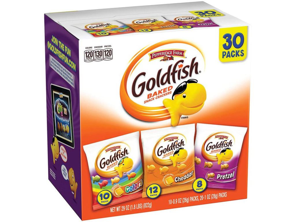 Goldfish Classic Mix Crackers, Variety Pack Box, 30-count Snack Packs