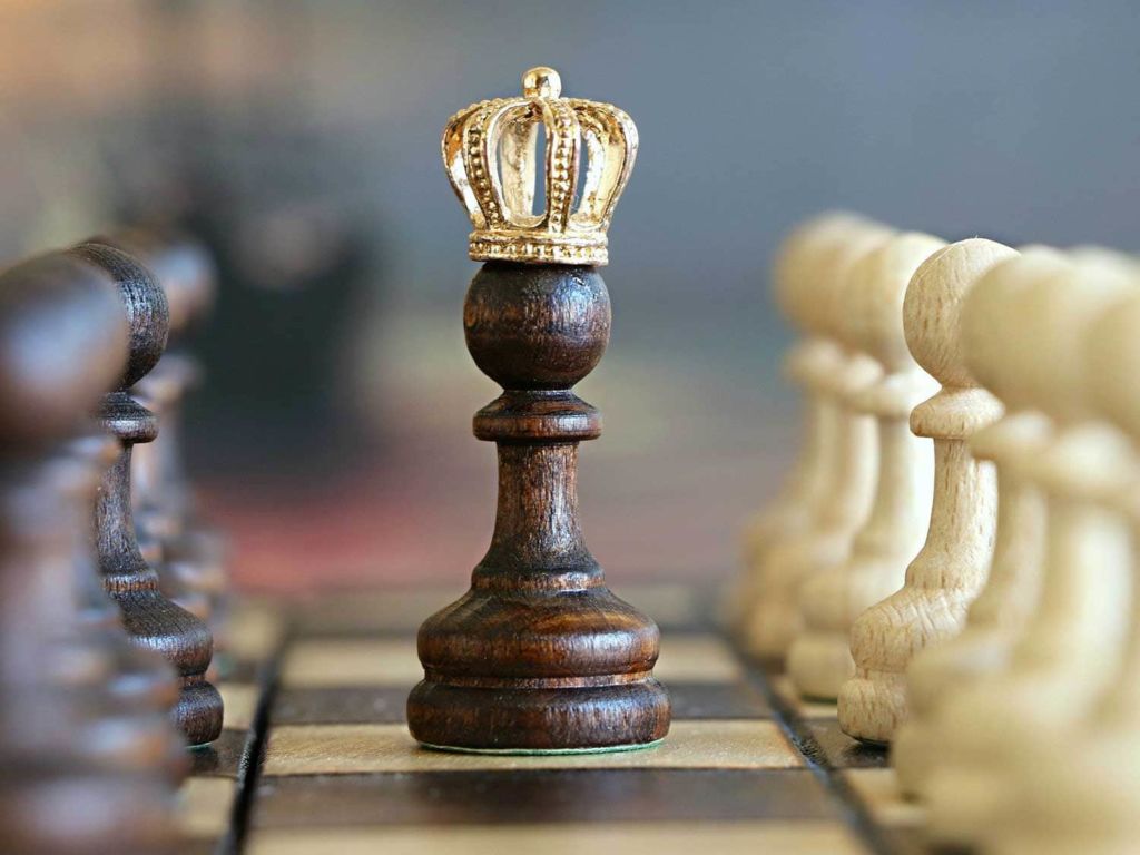 Closeup of a chess set