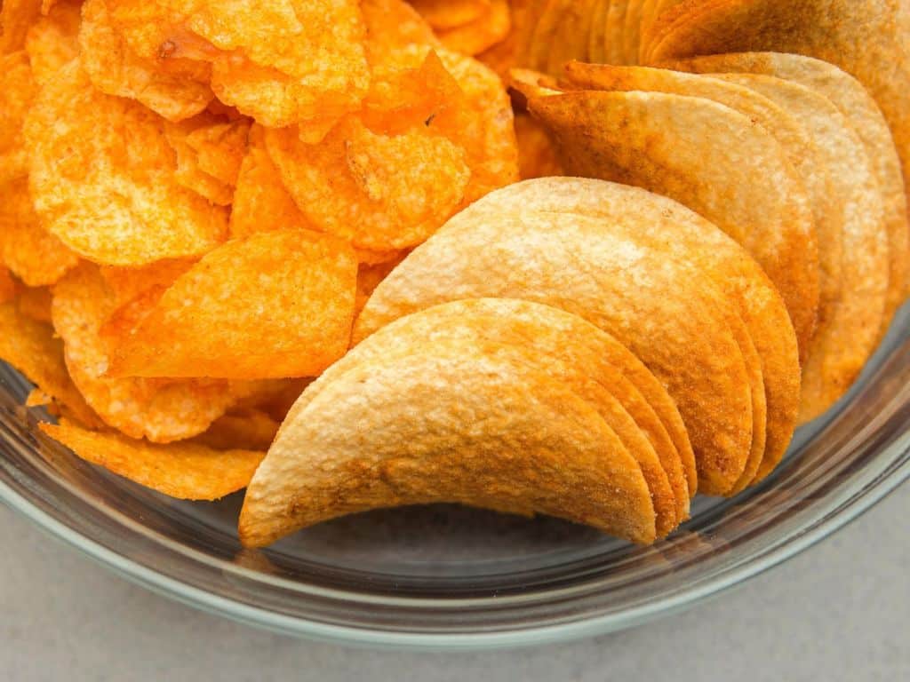 Variety of potato chips