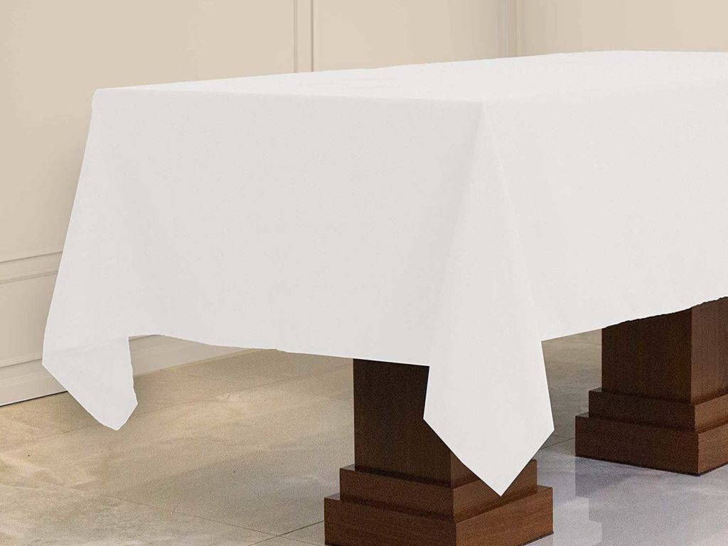 Kadut Rectangle Tablecloth (60 x 102 Inch) White Rectangular Table Cloth for 6 Foot Table | Heavy Duty Fabric | Stain Proof Table Cloth for Parties, Weddings, Kitchen, Wrinkle-Resistant Table Cover