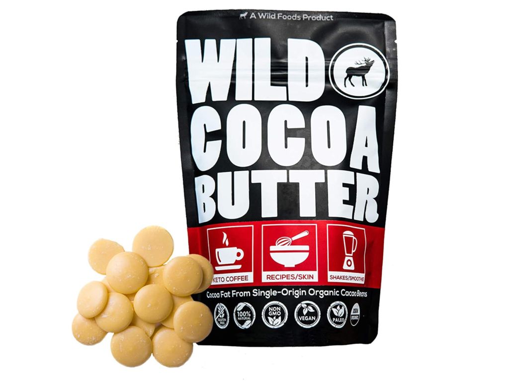 Wild Foods Cocoa Butter Wafers - Unrefined, Food Grade, Plant-Based, Paleo, Vegan Body Butter – Raw Organic Cocoa Butter Great for DIY Recipes, Smoothies, Keto Coffee, Skincare and Haircare - 16 oz