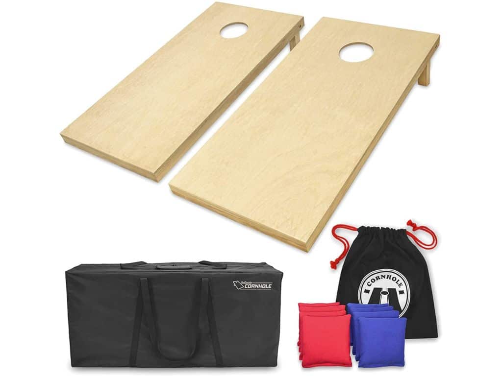 GoSports Solid Wood Premium Cornhole Set - Choose Between 4feet x 2feet or 3feet x 2feet Game Boards, Includes Set of 8 Corn Hole Toss Bags